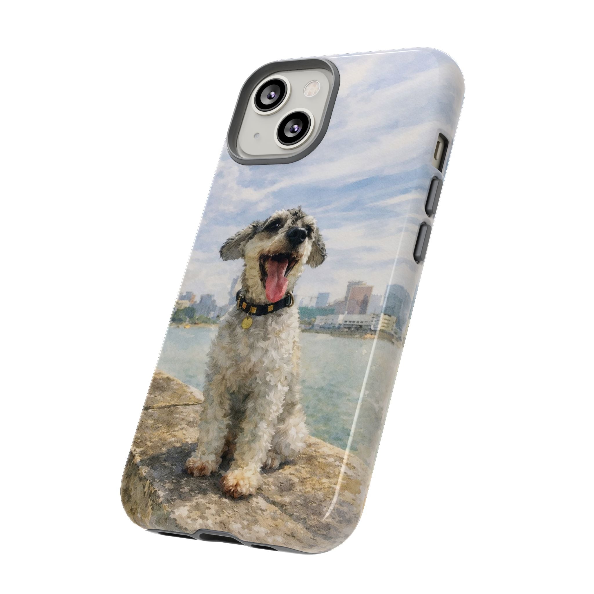 Personalised Artified Dog iPhone Case – Custom full body Dog Portrait (iPhone 8–13)