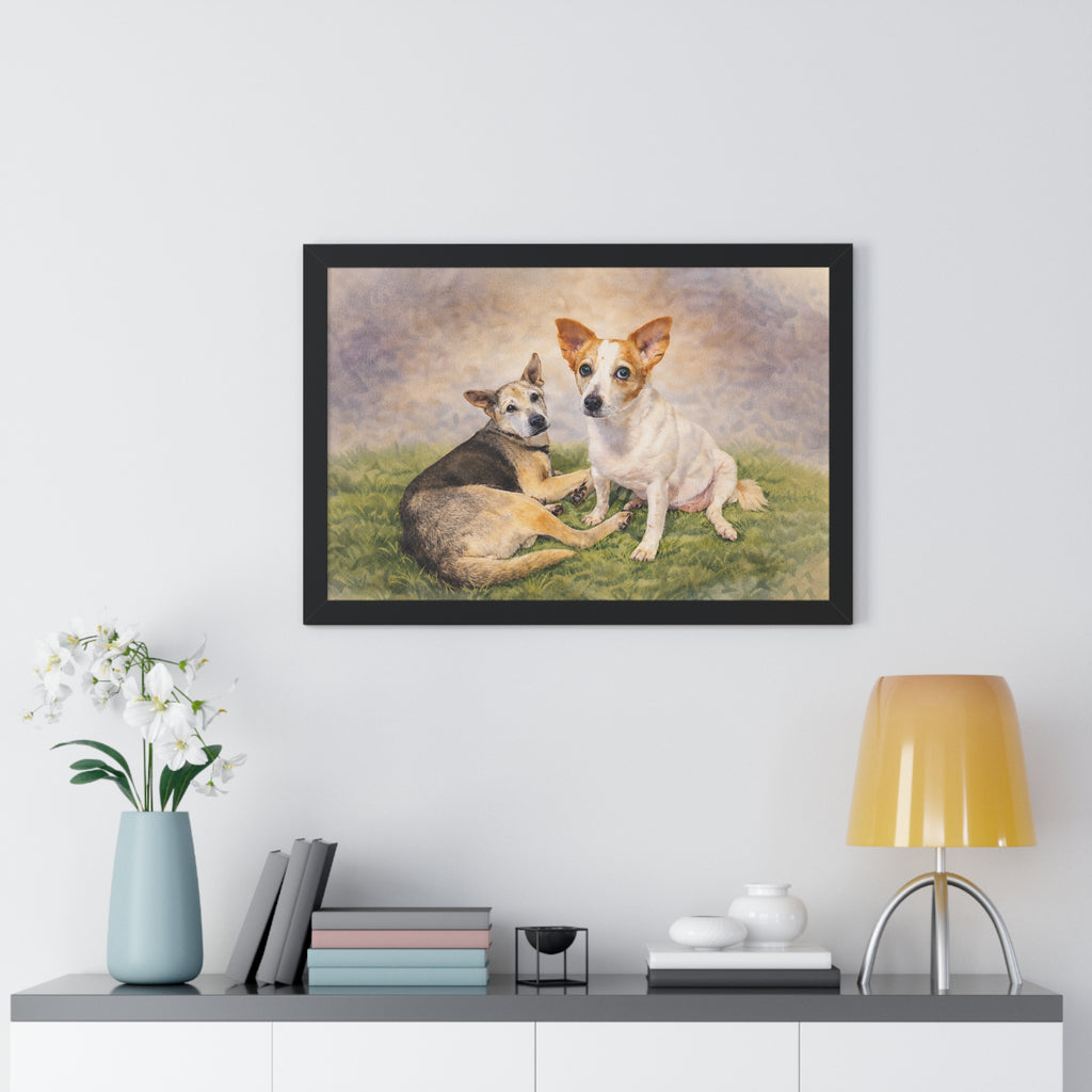 Turn Your Two Dogs Into a Stunning Framed Watercolour Portrait 🐾🐾 | Custom Pet Art from Your Photo