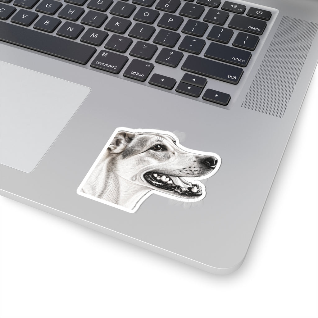 Detailed Black and White Pencil Sketch Style Dog Portrait Kiss-Cut Sticker - Created From Your Own Picture