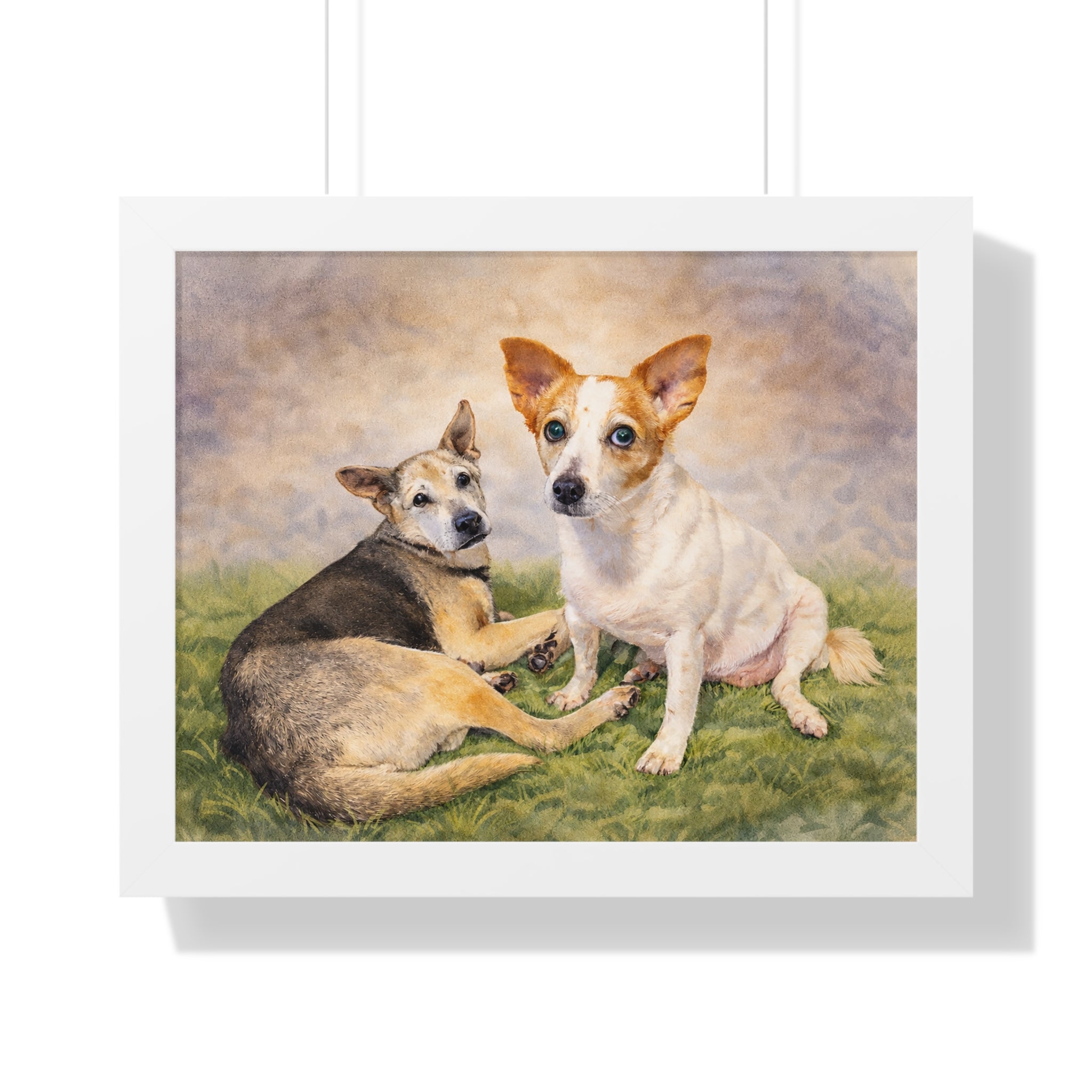 Turn Your Two Dogs Into a Stunning Framed Watercolour Portrait 🐾🐾 | Custom Pet Art from Your Photo