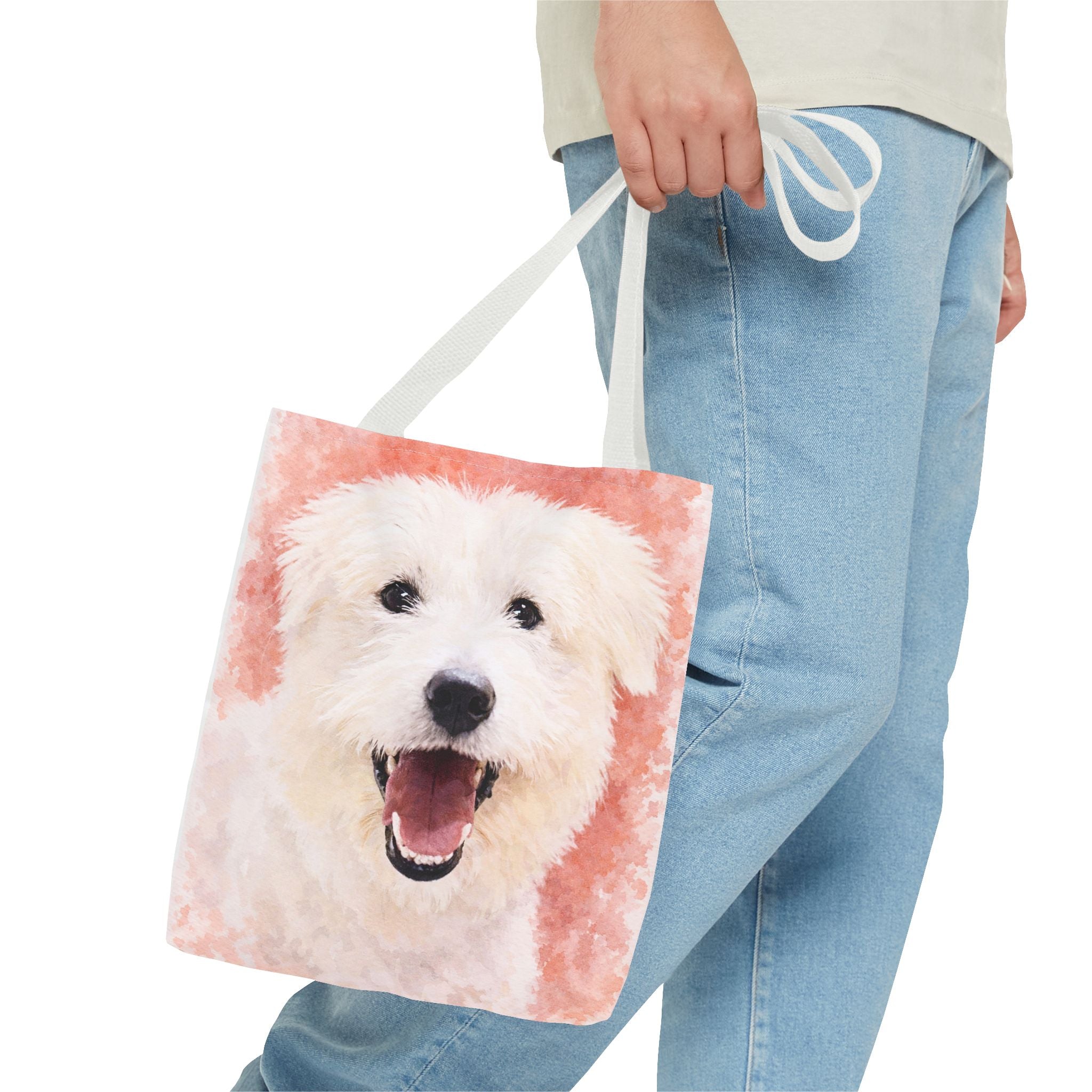 Customised Watercolor Painting of your Dog Tote Bag – 2 Photos, one on each side – Perfect Gift for Dog Lovers