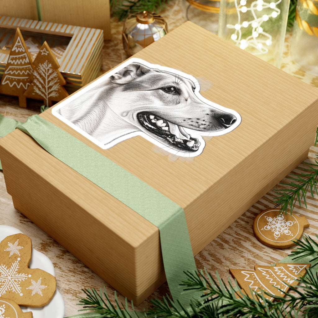 Detailed Black and White Pencil Sketch Style Dog Portrait Kiss-Cut Sticker - Created From Your Own Picture