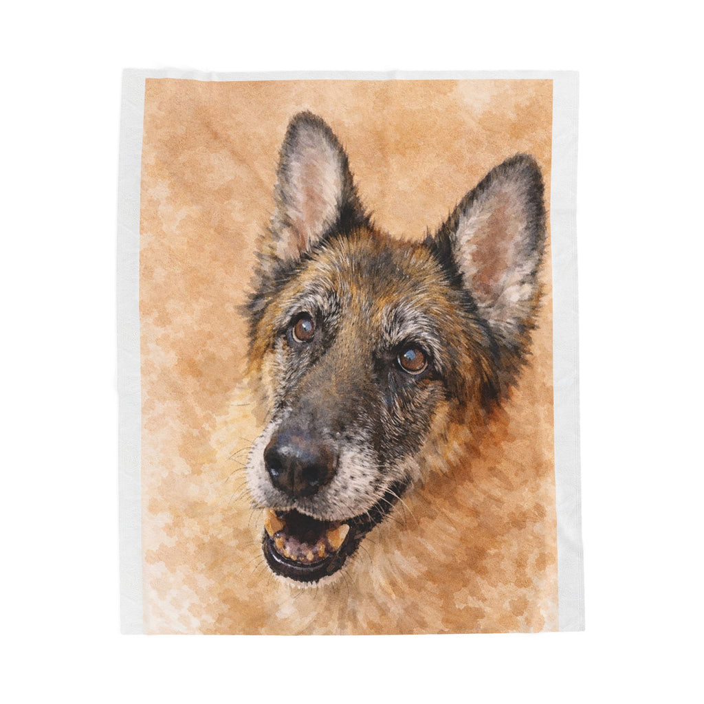 Let Us Turn Your Dog's Photo into Watercolor Art and place it on a Soft Cozy throw blanket | Velveteen Blanket with your Dog's Portrait