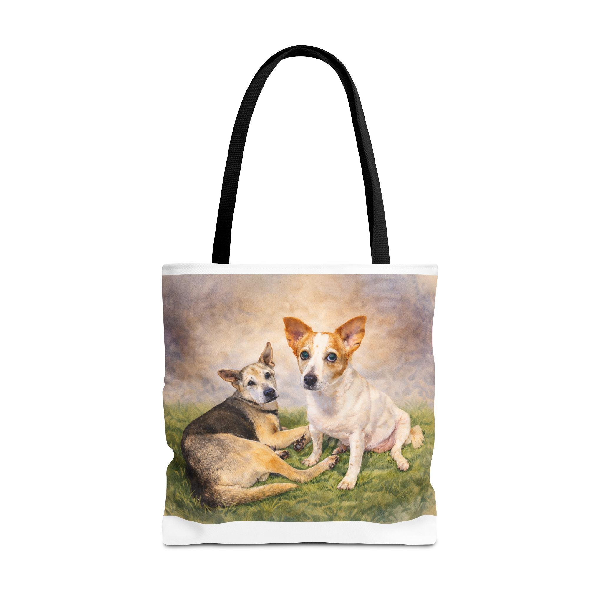 Personalized Two Dog Tote Bag – Custom Watercolor Style Portrait from your Photo, Dog Lover Gift, Memorial Keepsake Bag