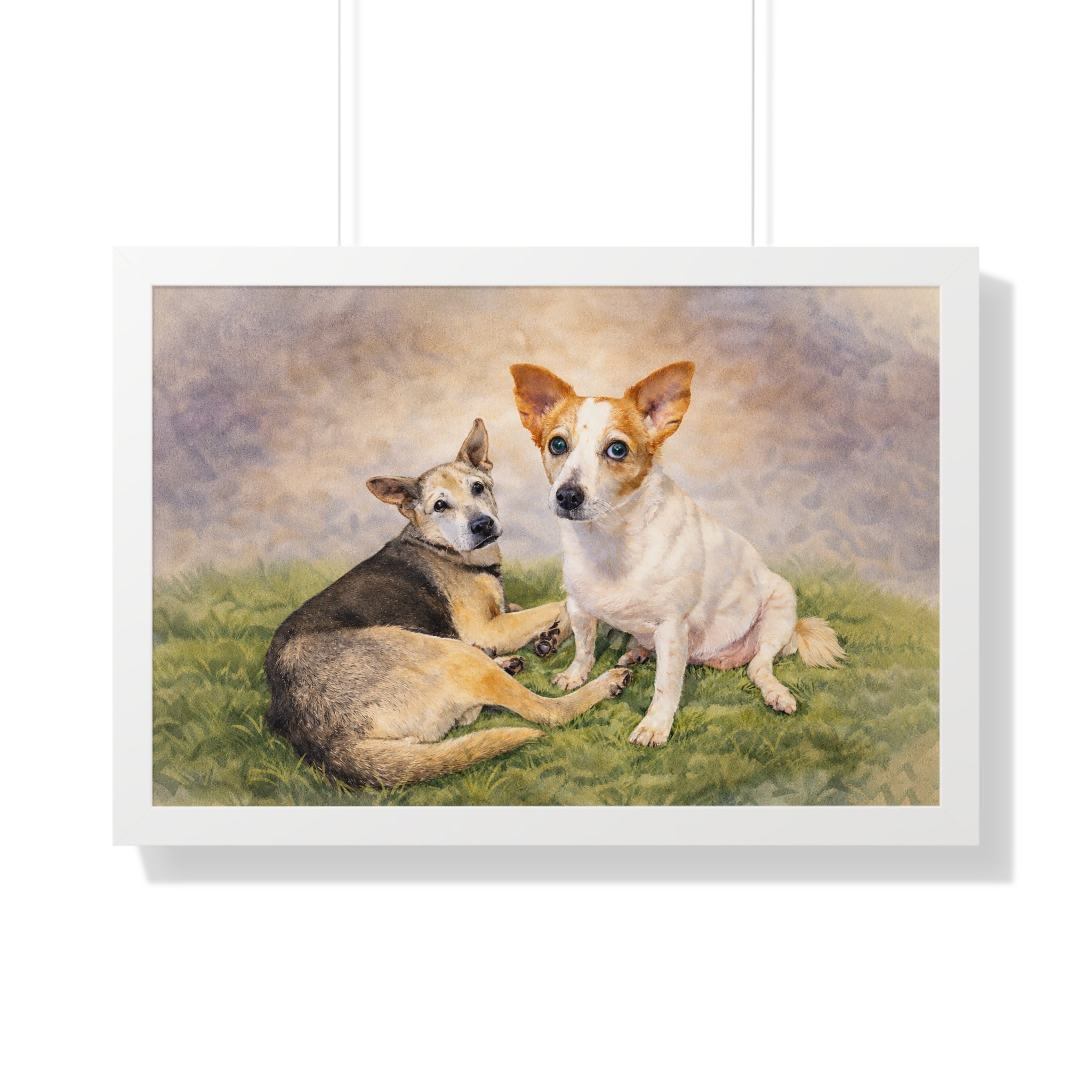 Turn Your Two Dogs Into a Stunning Framed Watercolour Portrait 🐾🐾 | Custom Pet Art from Your Photo